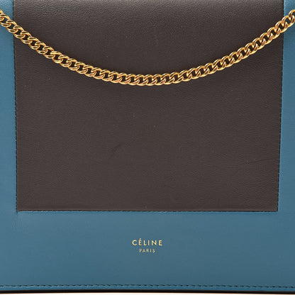 Celine Smooth Lambskin Frame Evening Chain Clutch Turchese Liquorice 9 of 14