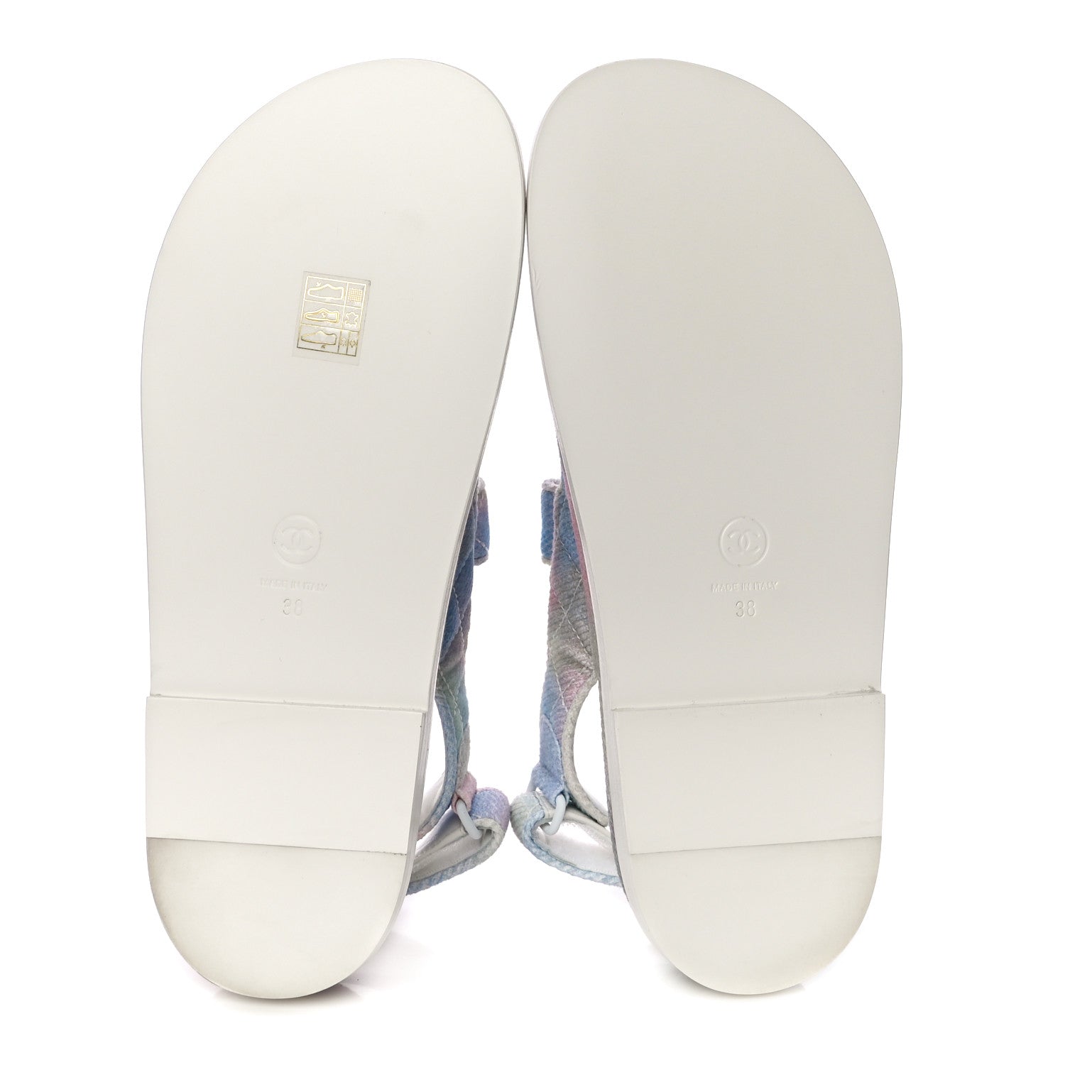Chanel Printed Fabric Quilted Dad Sandals 38 Green Pink Blue 7 of 14