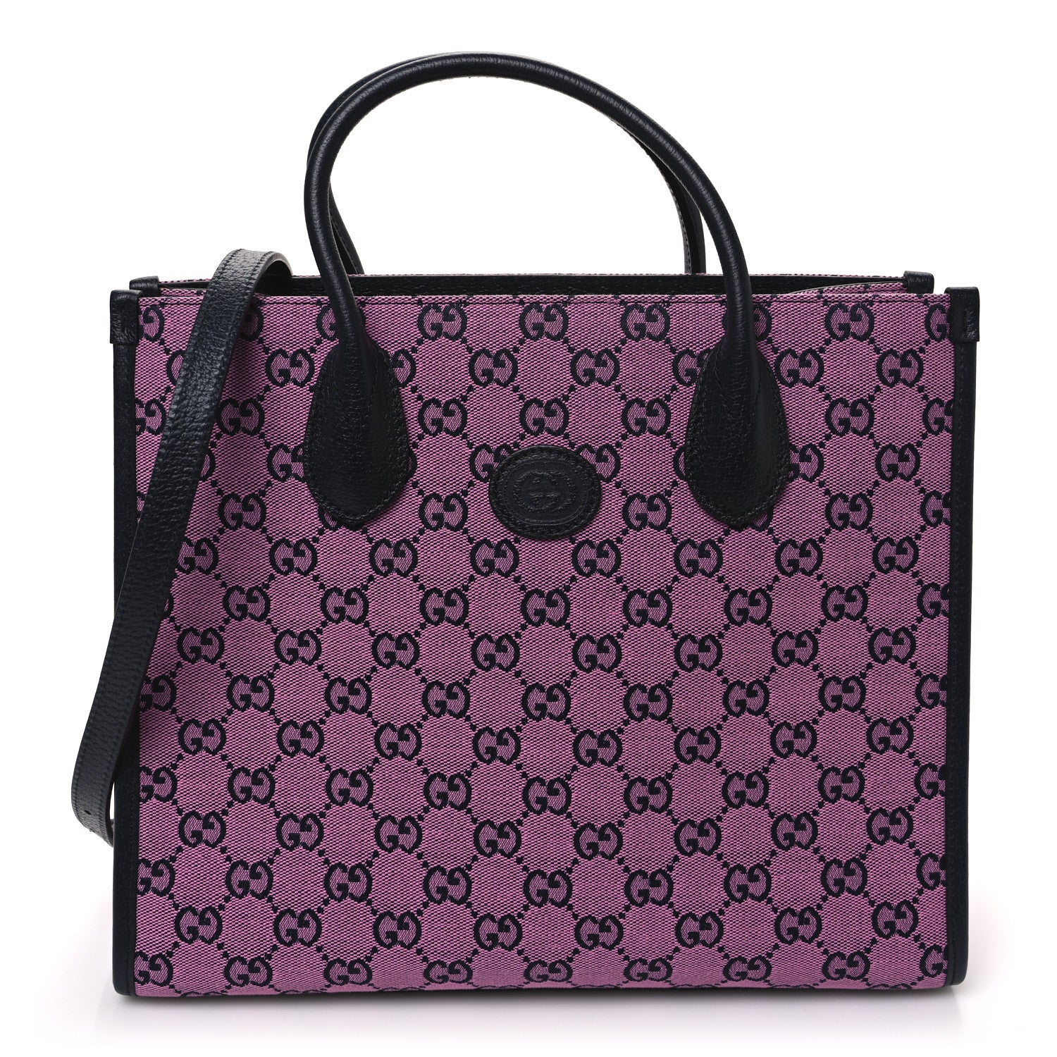 Gucci Monogram Multicolor Textured Dollar Calfskin Small Retro Interlocking G Tote Bag Pink Blue 1 of 12
