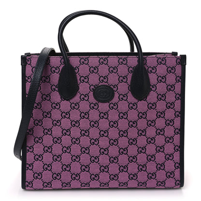Gucci Monogram Multicolor Textured Dollar Calfskin Small Retro Interlocking G Tote Bag Pink Blue 1 of 12