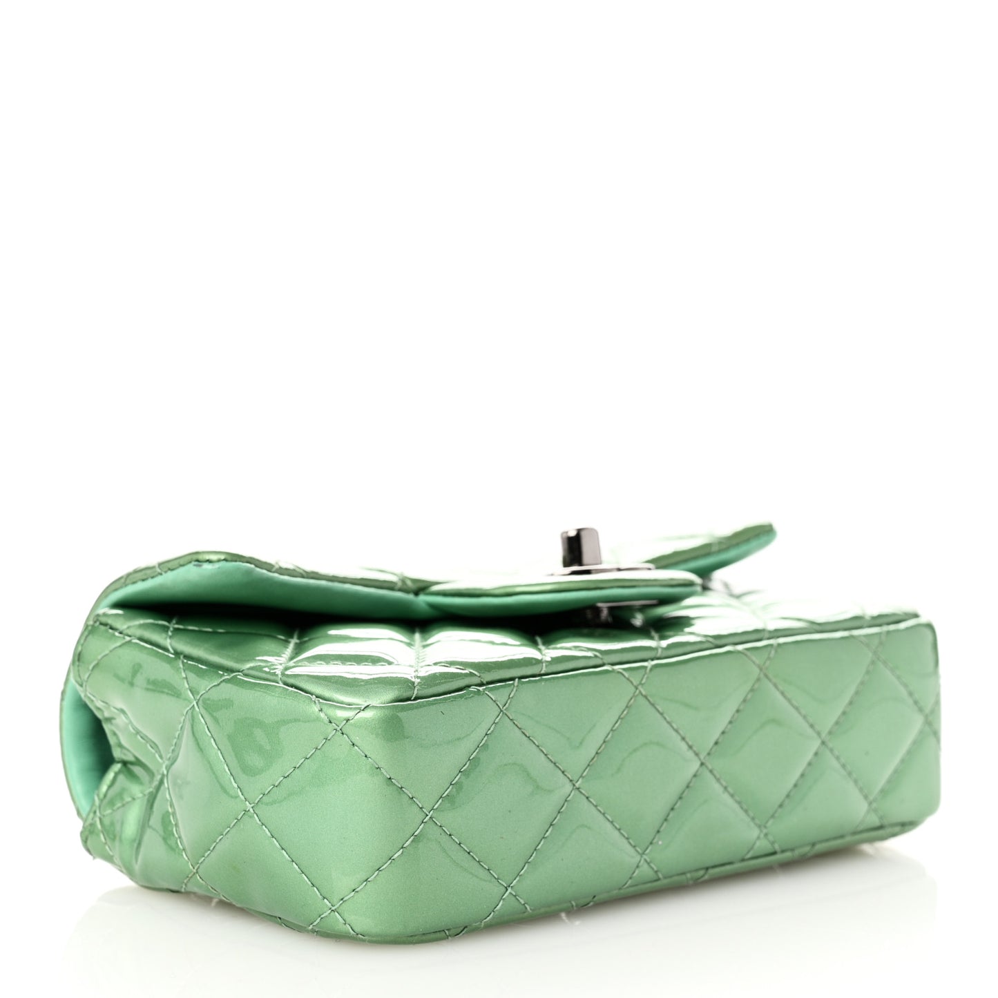 Patent Quilted Extra Mini Flap Green