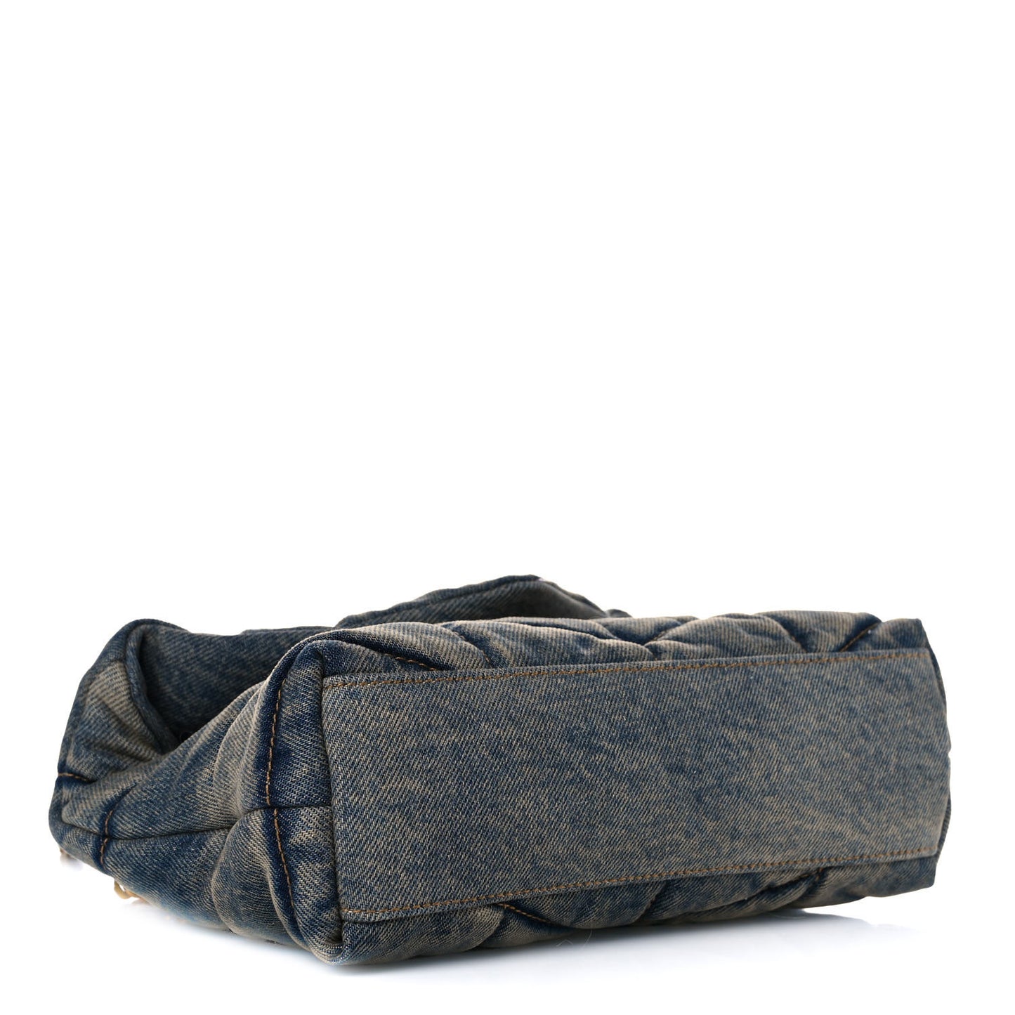Denim Quilted Toy Loulou Puffer Monogram Chain Satchel Blue Black