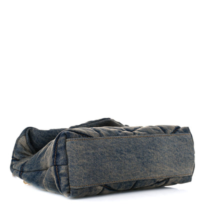 Saint Laurent Denim Quilted Toy Loulou Puffer Monogram Chain Satchel Blue Black 4 of 10