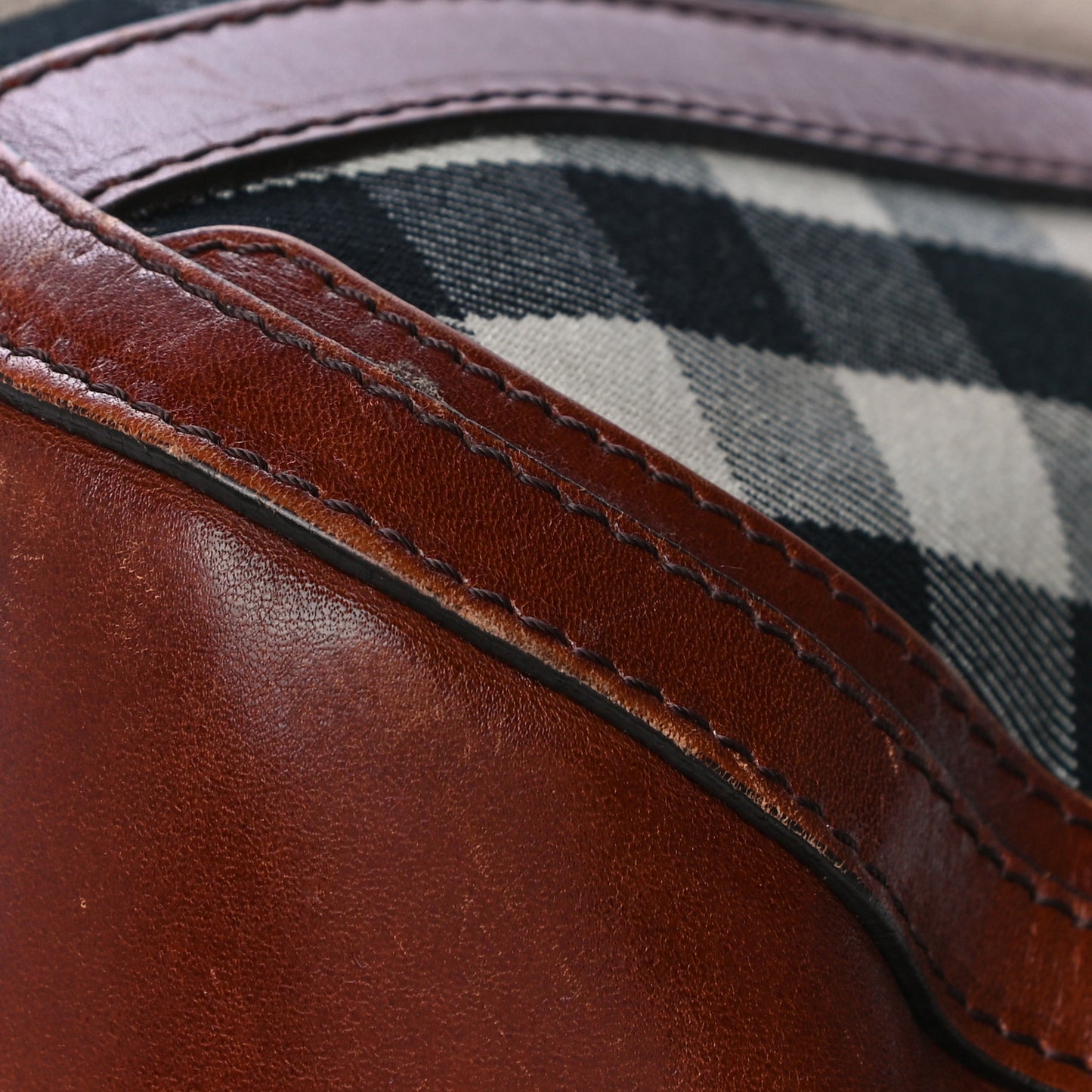 Bridle Calfskin House Check Small Orchard Bowling Bag Deep Claret