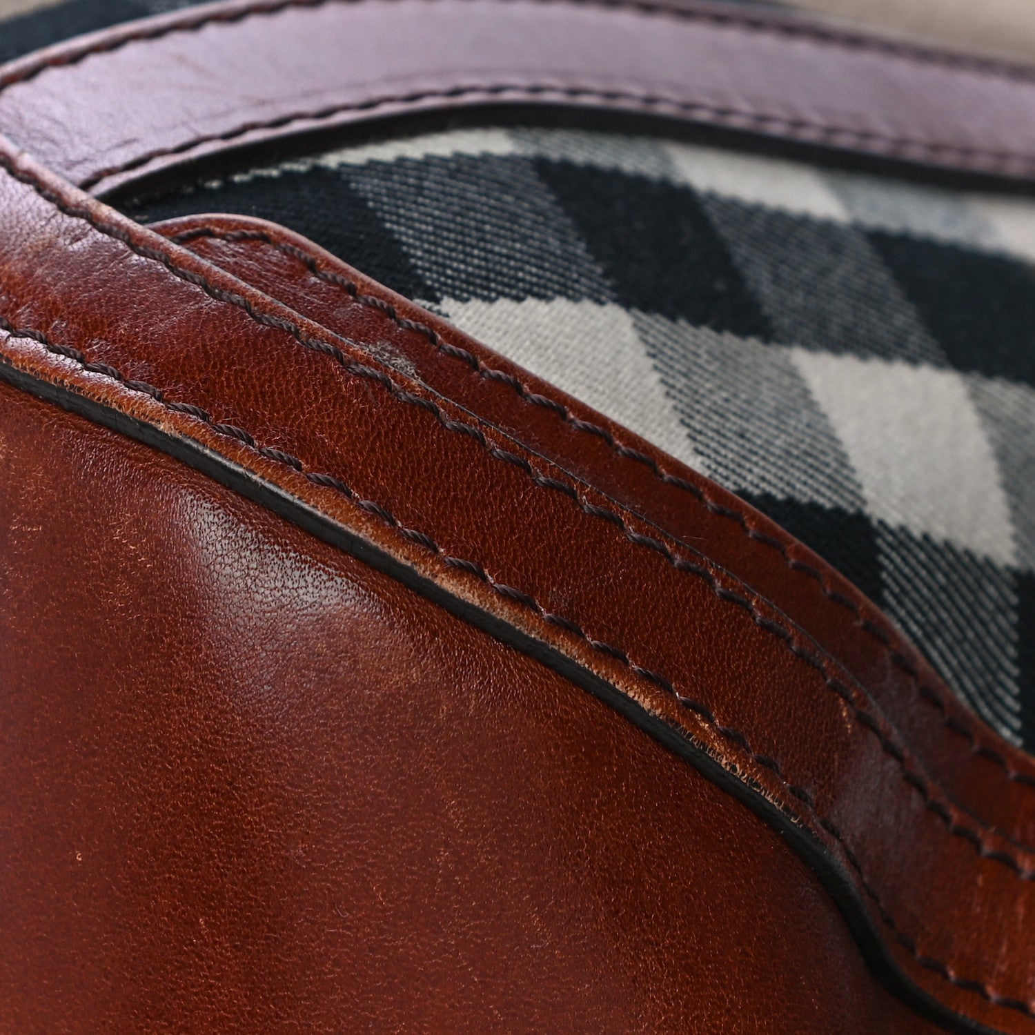 Burberry Bridle Calfskin House Check Small Orchard Bowling Bag Deep Claret 16 of 36