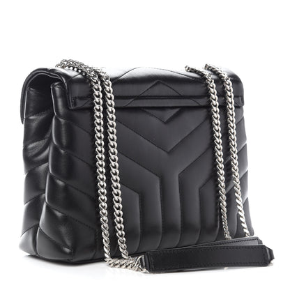 Saint Laurent Calfskin Y Quilted Monogram Small Loulou Chain Satchel Black 3 of 9