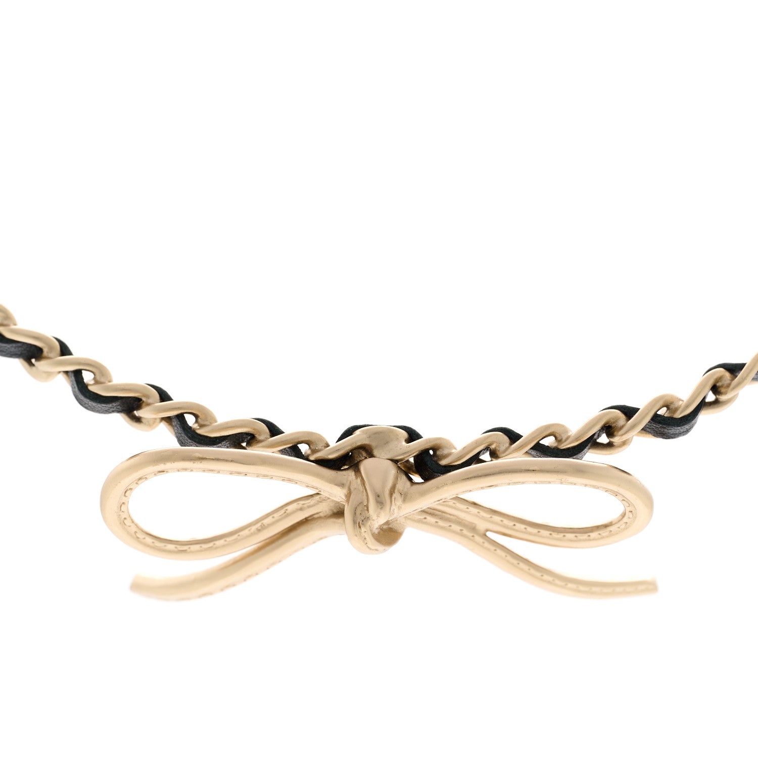 Chanel Calfskin Pearl Metal CC Bow Choker Necklace Gold White Black 4 of 5
