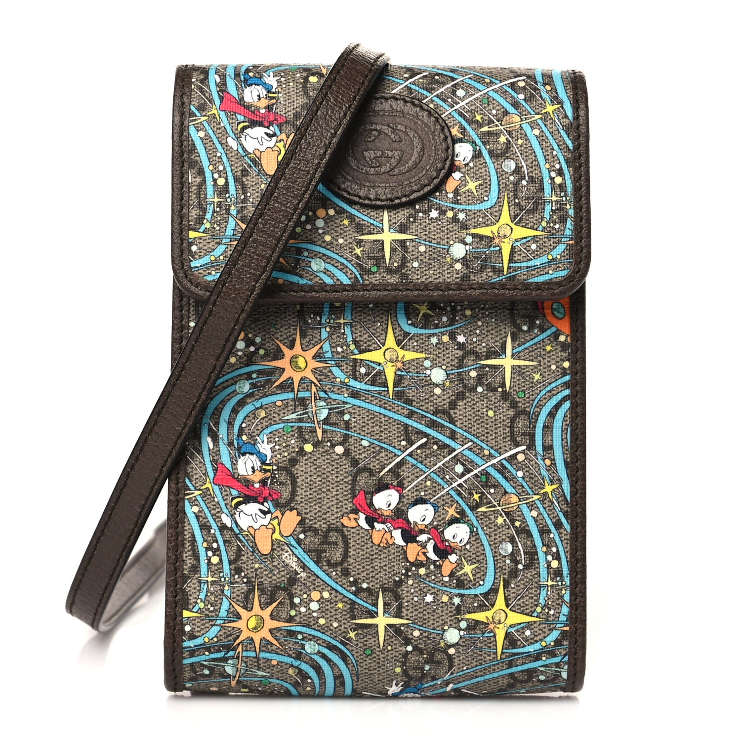 Gucci X DISNEY GG Supreme Monogram Donald Duck Mini Interlocking G Crossbody Bag Beige Multicolor New Acero 1 of 9