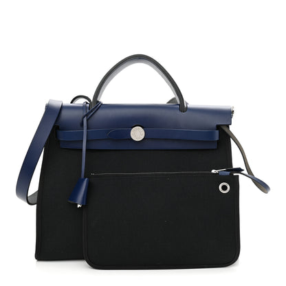 Hermes Vache Hunter Toile Herbag Zip 31 PM Bleu Saphir Black 1 of 17