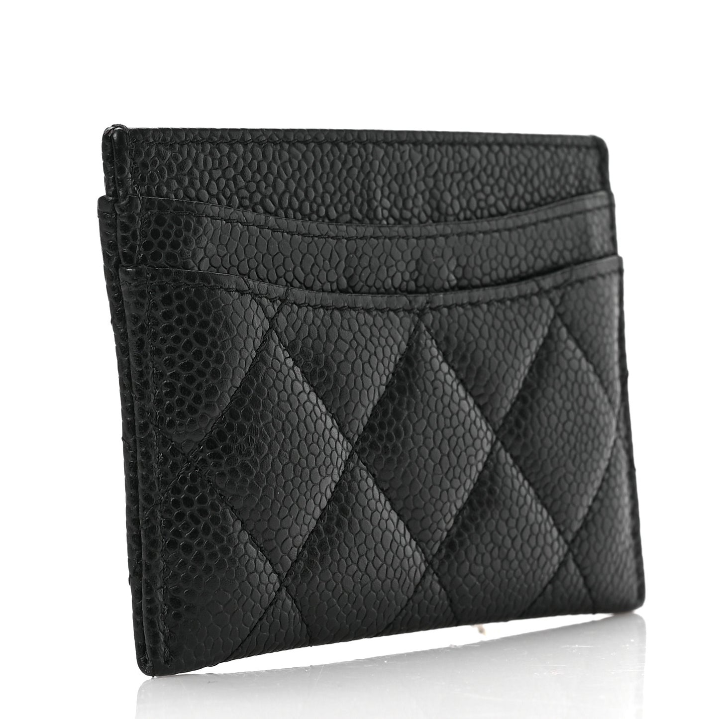Caviar Quilted Card Holder Black