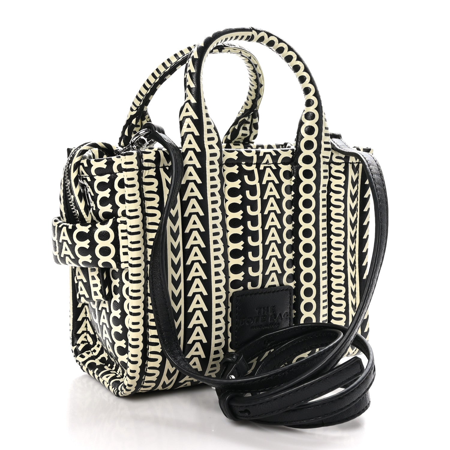 Marc Jacobs Calfskin The Micro Monogram Tote Black White 3 of 9