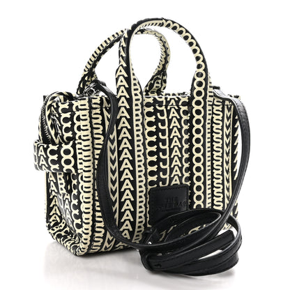 Marc Jacobs Calfskin The Micro Monogram Tote Black White 3 of 9