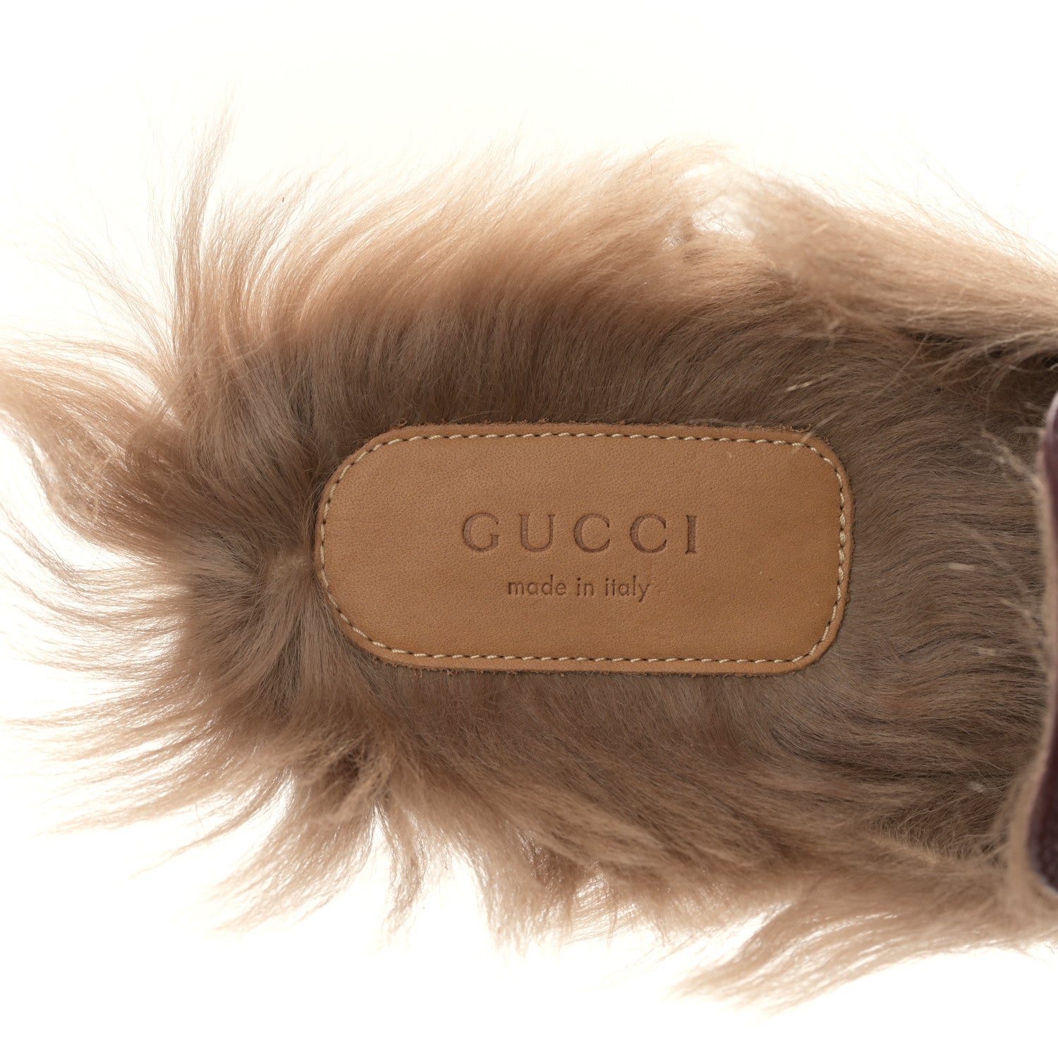 Gucci Malaga Kid Fur Womens Princetown Slippers 36.5 Vintage Bordeaux 7 of 7