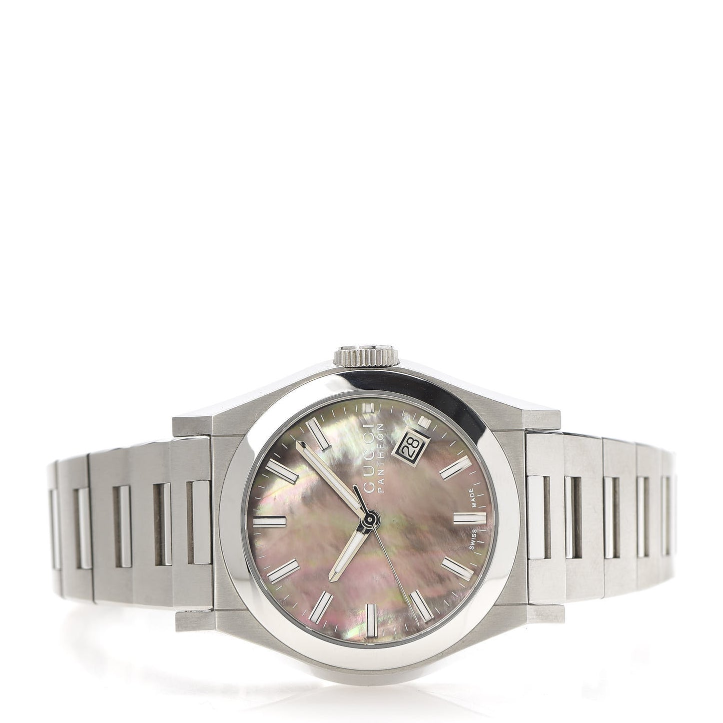 Stainless Steel Black Mother of Pearl 36mm Pantheon Quartz Watch