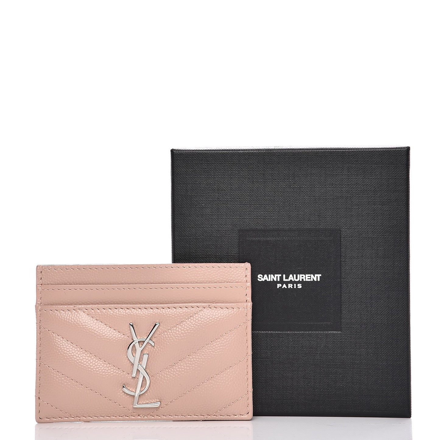 Grain De Poudre Matelasse Chevron Monogram Credit Card Case Pale Pink