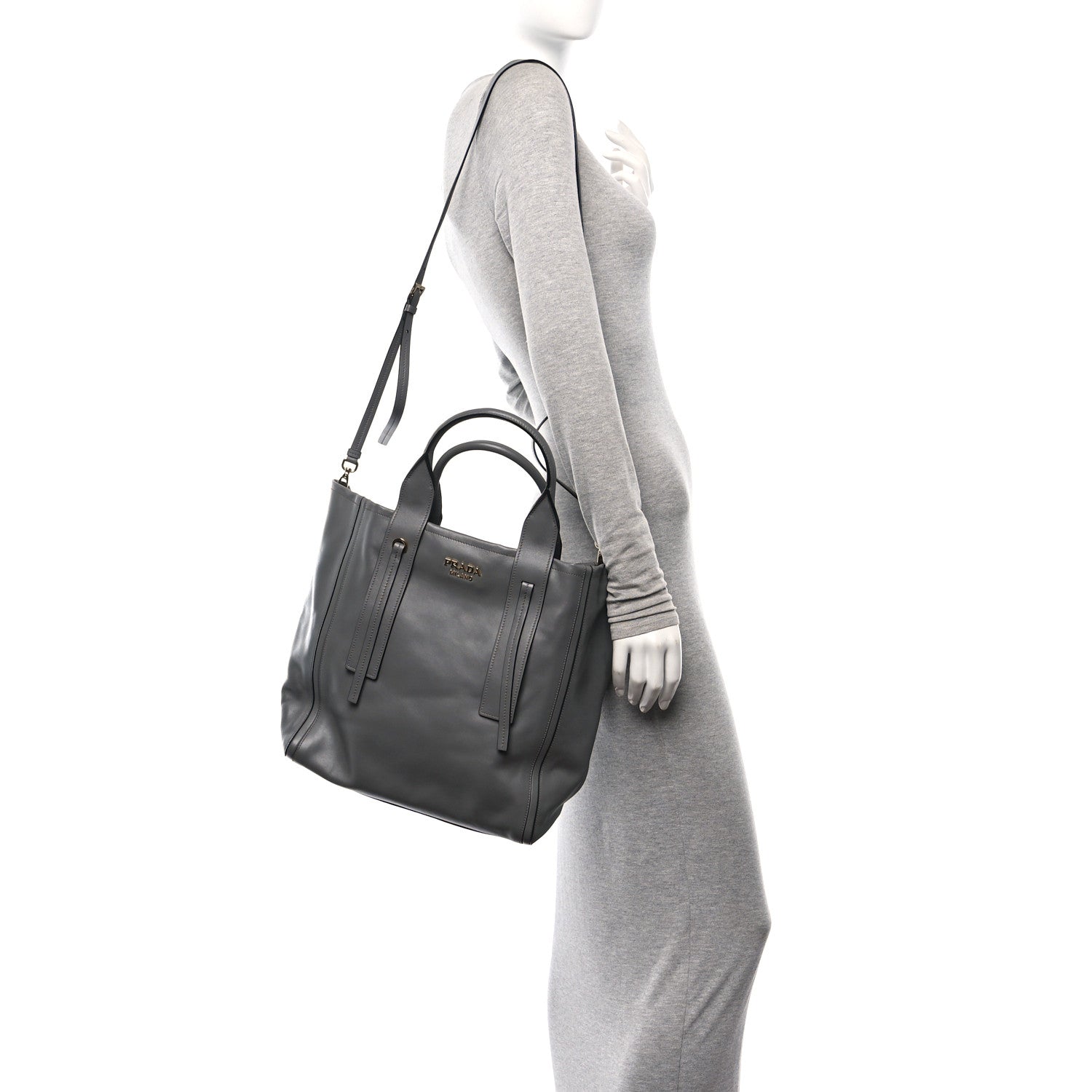 Prada Grace Lux Light Medium Ouverture Shoulder Bag Marmo 2 of 9