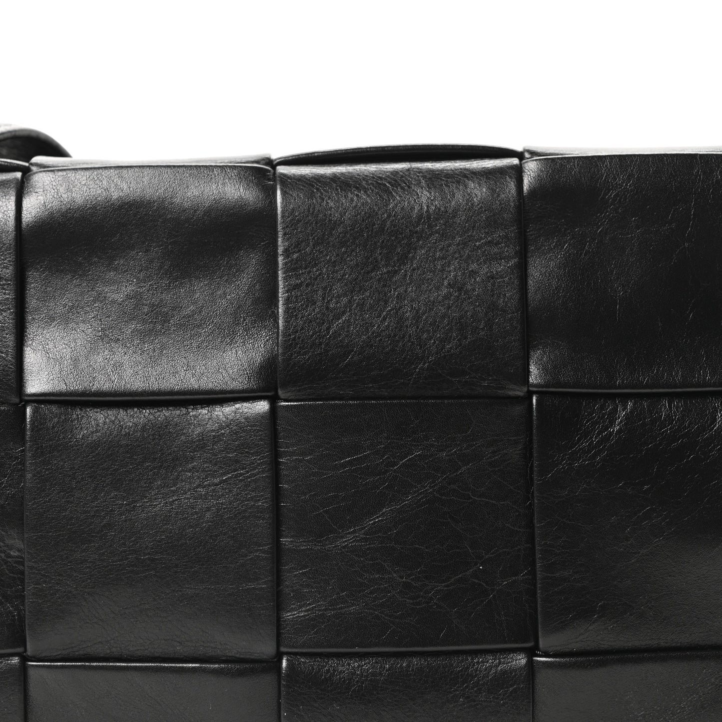 Paper Calfskin Maxi Intreccio Cassette Crossbody Bag Black