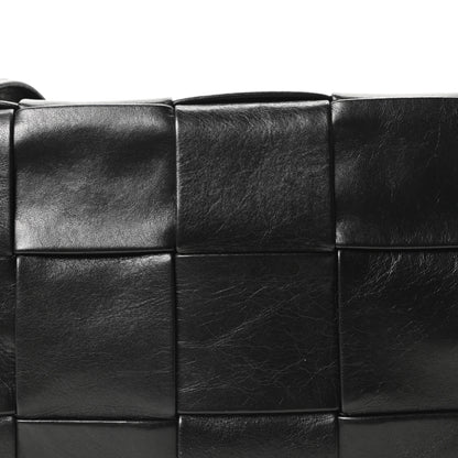 Bottega Veneta Paper Calfskin Maxi Intreccio Cassette Crossbody Bag Black 8 of 10