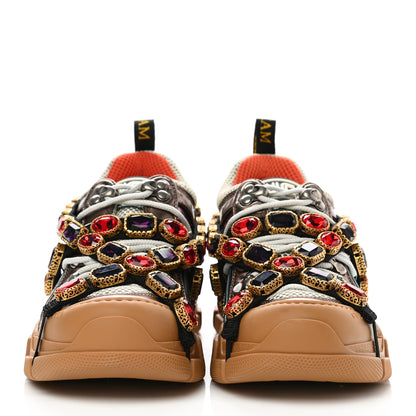 Gucci X SEGA Metallic Calfskin Mesh Removable Crystals Womens Flashtrek Sneakers 36 Rame Mystic White Lago 2 of 8