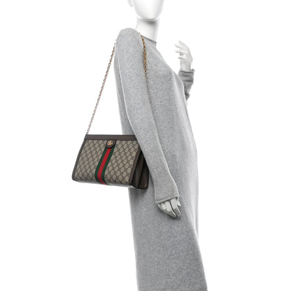 Gucci GG Supreme Monogram Web Medium Ophidia Chain Shoulder Bag Brown 2 of 11