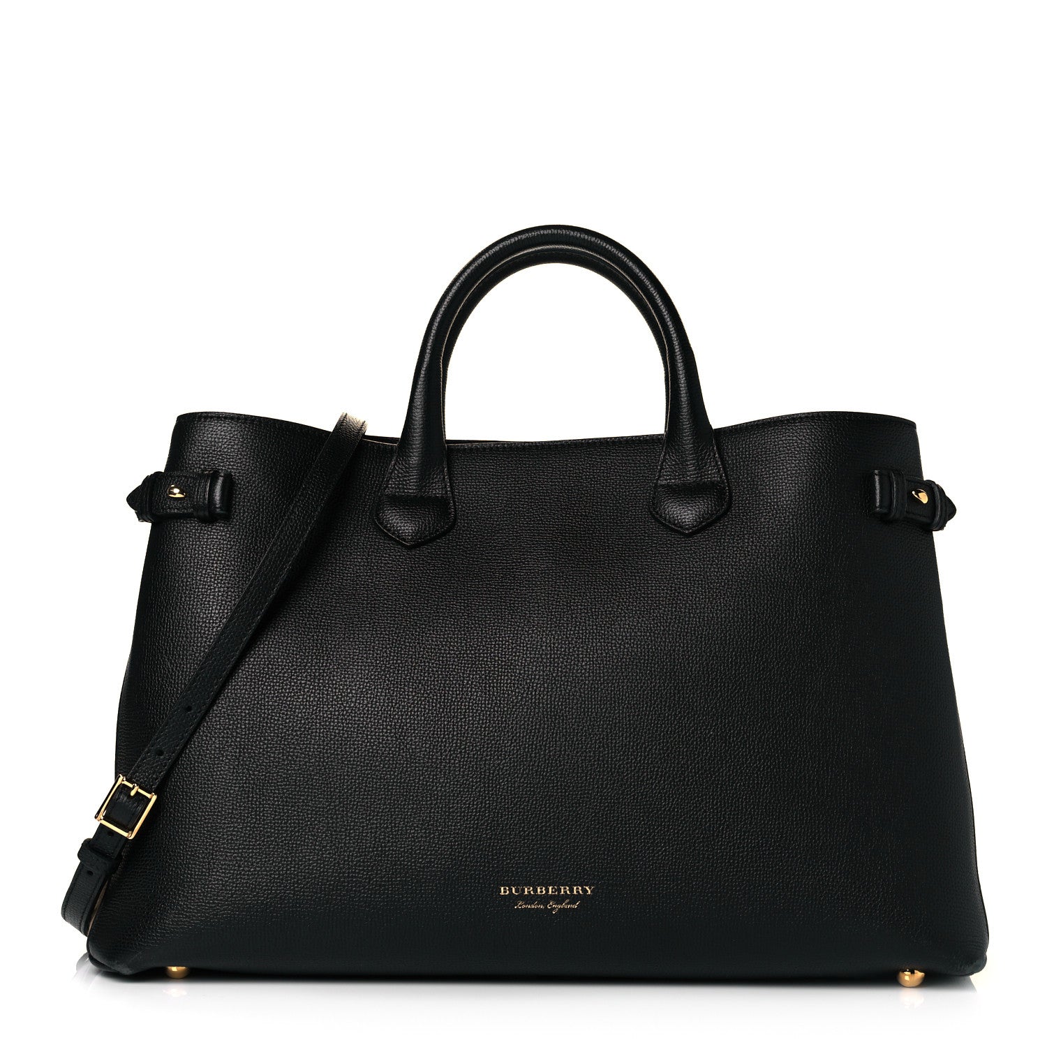 Burberry Grainy Calfskin House Check Large Banner Tote Black 1 of 13