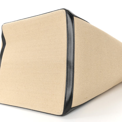 Celine Canvas Calfskin Square Cabas Tote Vanilla Black 9 of 10