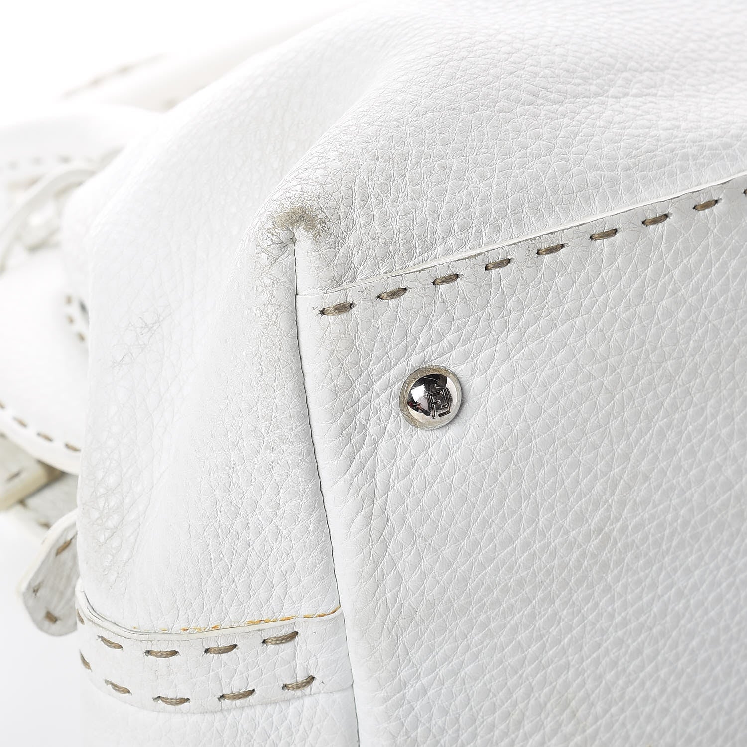 Fendi Calfskin Romano Selleria Adele 1328 Bag White 26 of 38