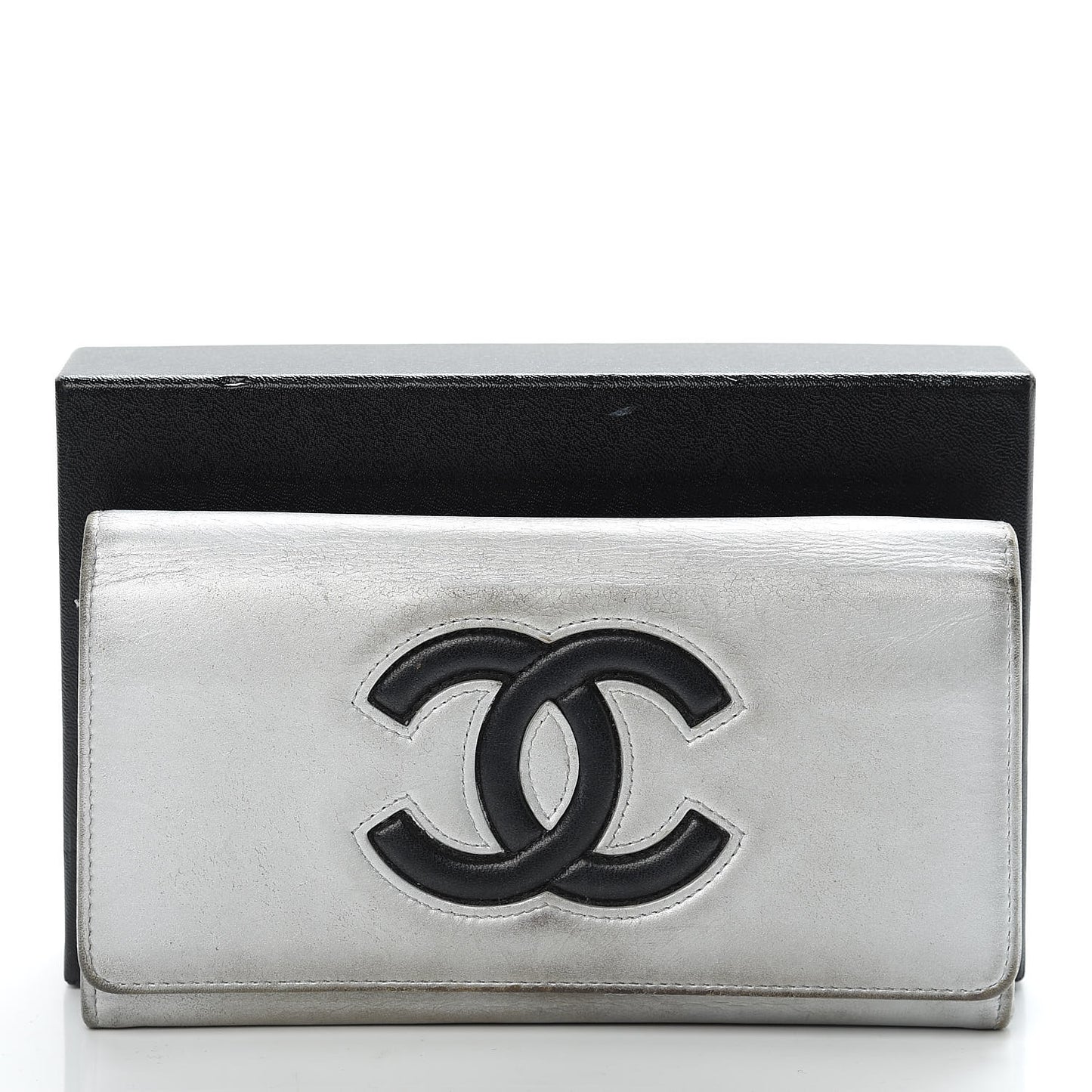 Lambskin Large CC Flap Wallet Silver