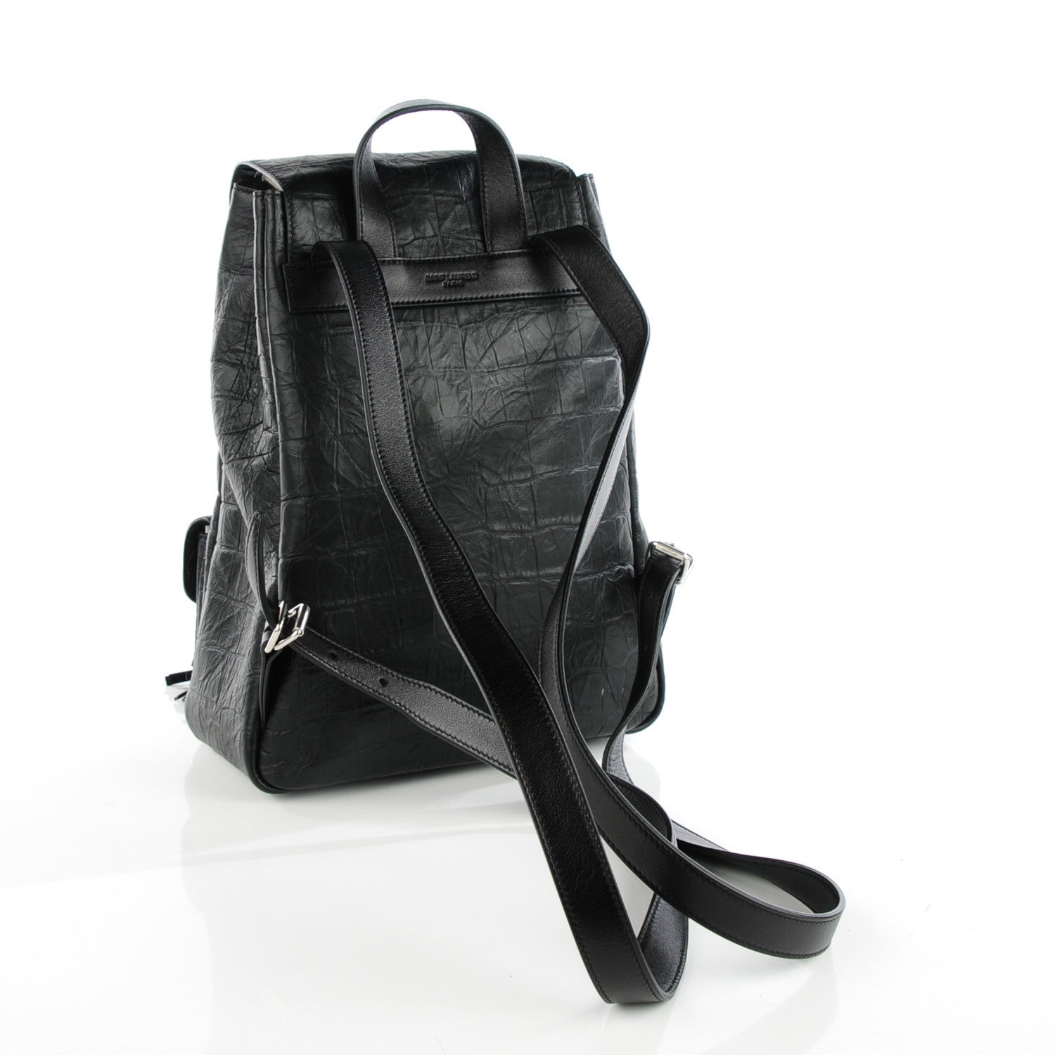 Saint Laurent Crocodile Embossed Lambskin Festival Backpack Black 3 of 7