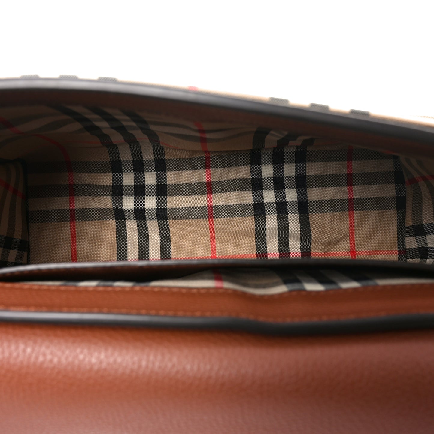 Grainy Calfskin Vintage Check Note Crossbody Bag Malt Brown