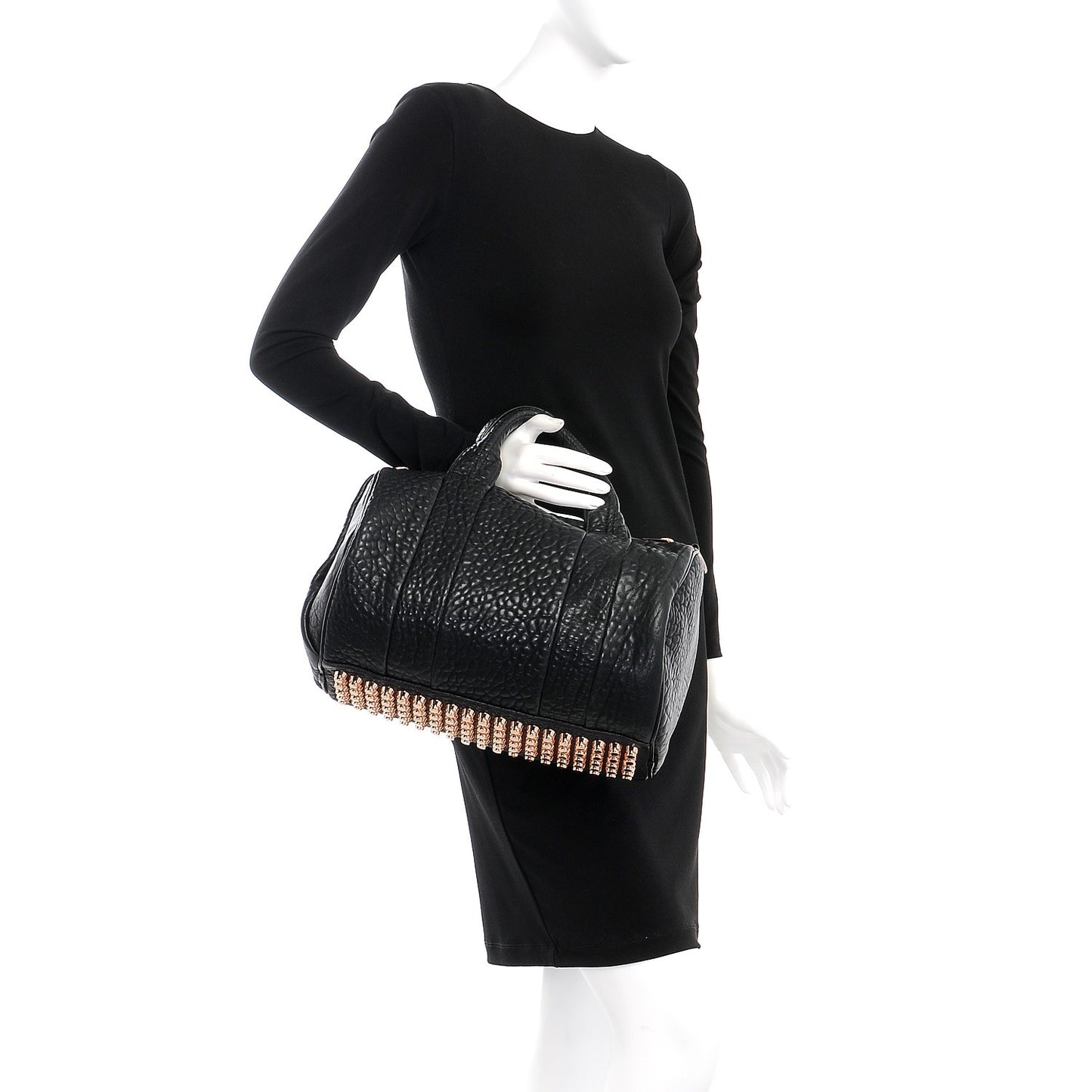 Pebbled Lambskin Rocco Black Rose Gold Hardware