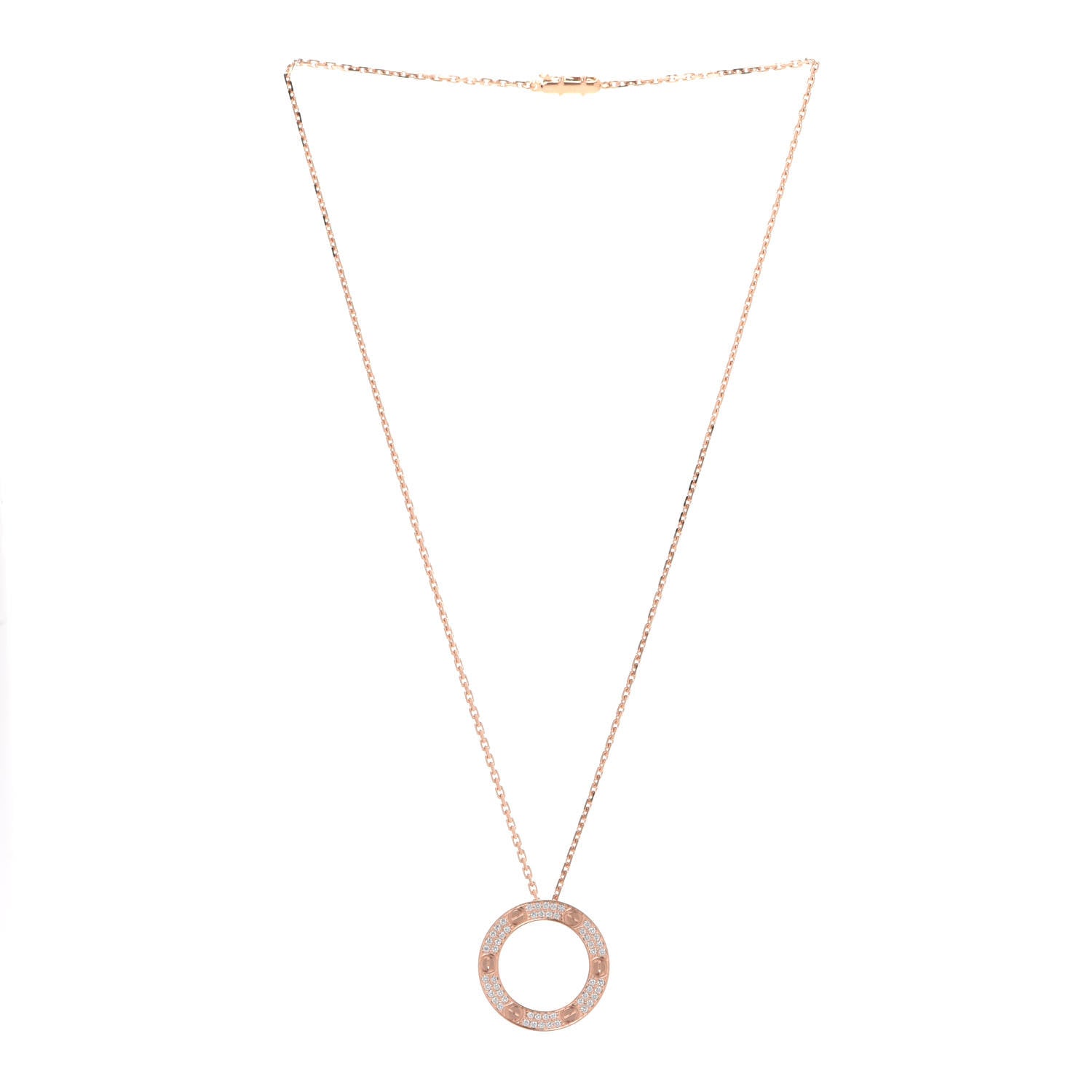 Cartier 18K Pink Gold Diamond LOVE Paved Necklace 3 of 7
