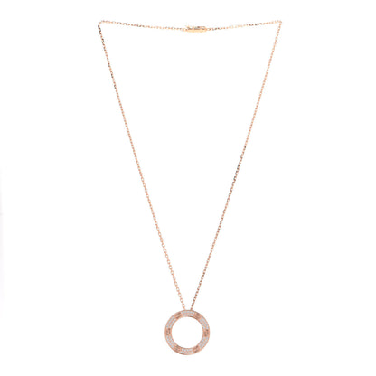 Cartier 18K Pink Gold Diamond LOVE Paved Necklace 3 of 7