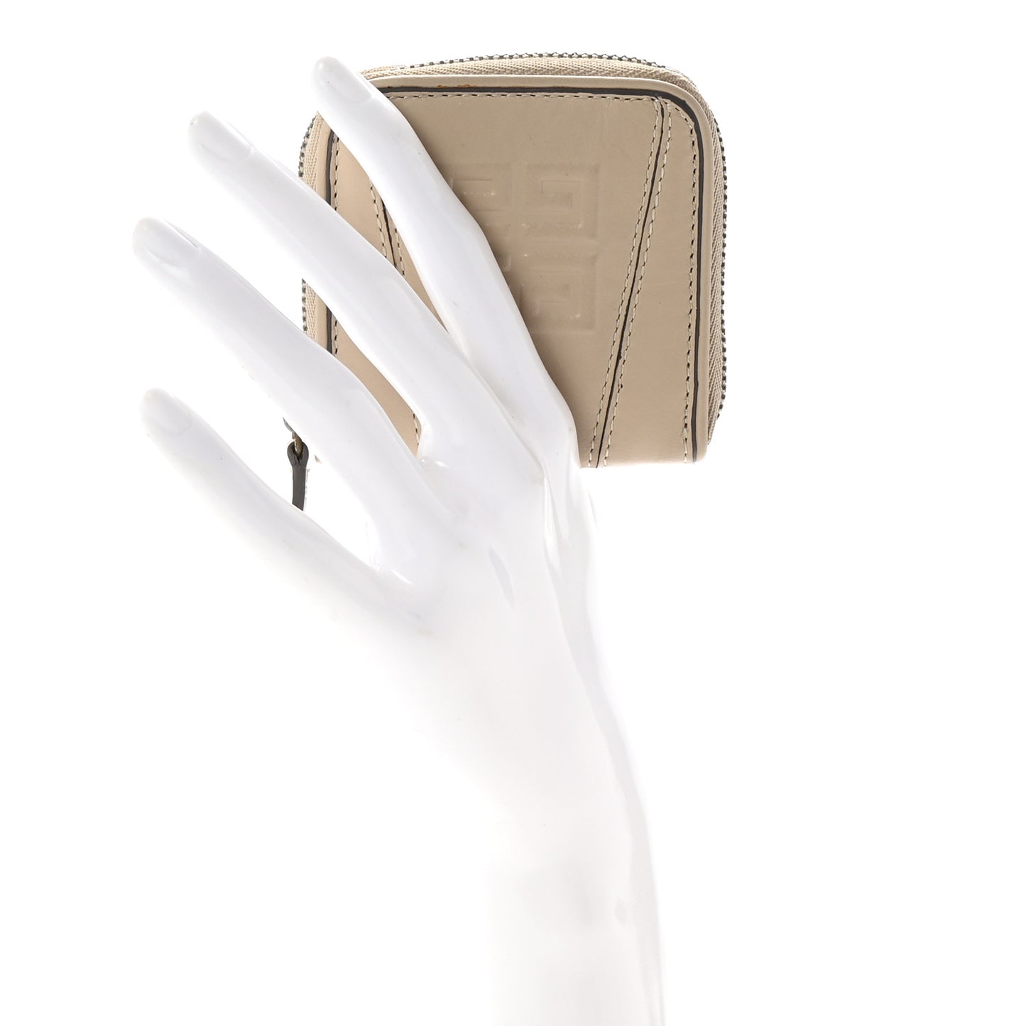 Lambskin 4G Logo Zip Coin Purse Beige