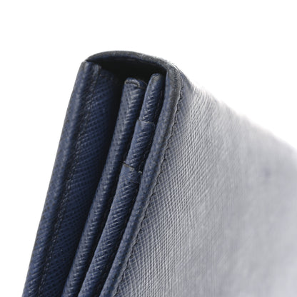 Prada Saffiano Metal Bar Continental Flap Wallet Bluette 9 of 11