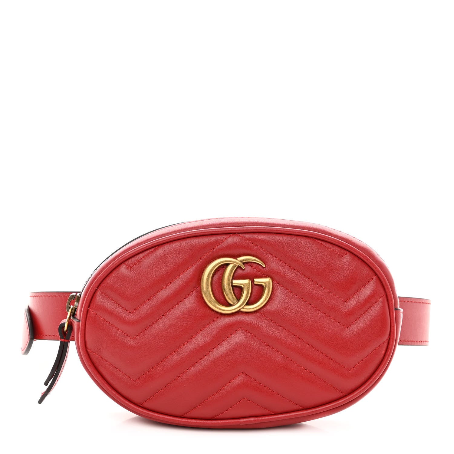 Gucci Calfskin Matelasse GG Marmont Belt Bag 85 34 Hibiscus Red 1 of 9