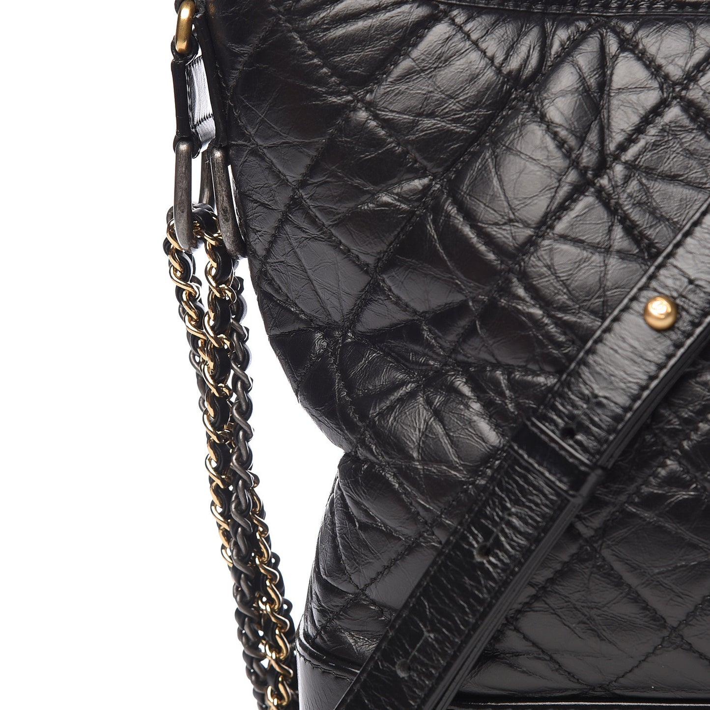 Aged Calfskin Quilted Large Gabrielle Hobo Black