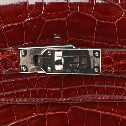 Hermes Shiny Alligator Kelly Longue Wallet Bourgogne 9 of 9