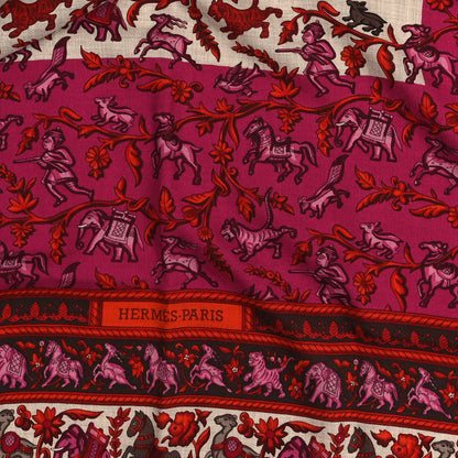Hermes Cashmere Silk Chasse En Inde Shawl 140 4 of 4