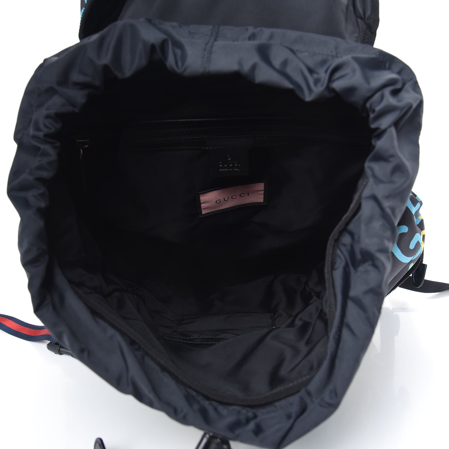 Gucci Techno Canvas GucciGhost Double Buckle Backpack Black New Acquamarine 4 of 9