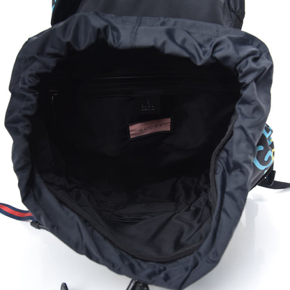 Gucci Techno Canvas GucciGhost Double Buckle Backpack Black New Acquamarine 4 of 9
