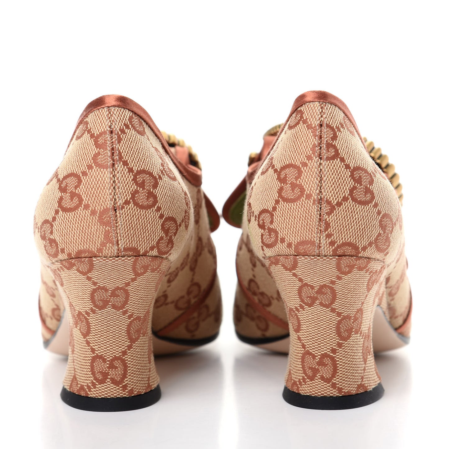 Monogram Satin Torchon Double G Pumps 37.5 Beige Ruggine Copper