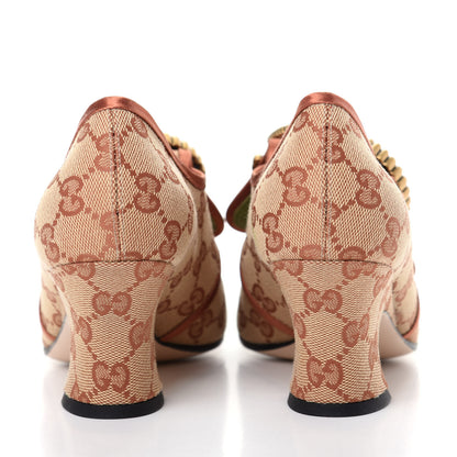 Gucci Monogram Satin Torchon Double G Pumps 37.5 Beige Ruggine Copper 7 of 11