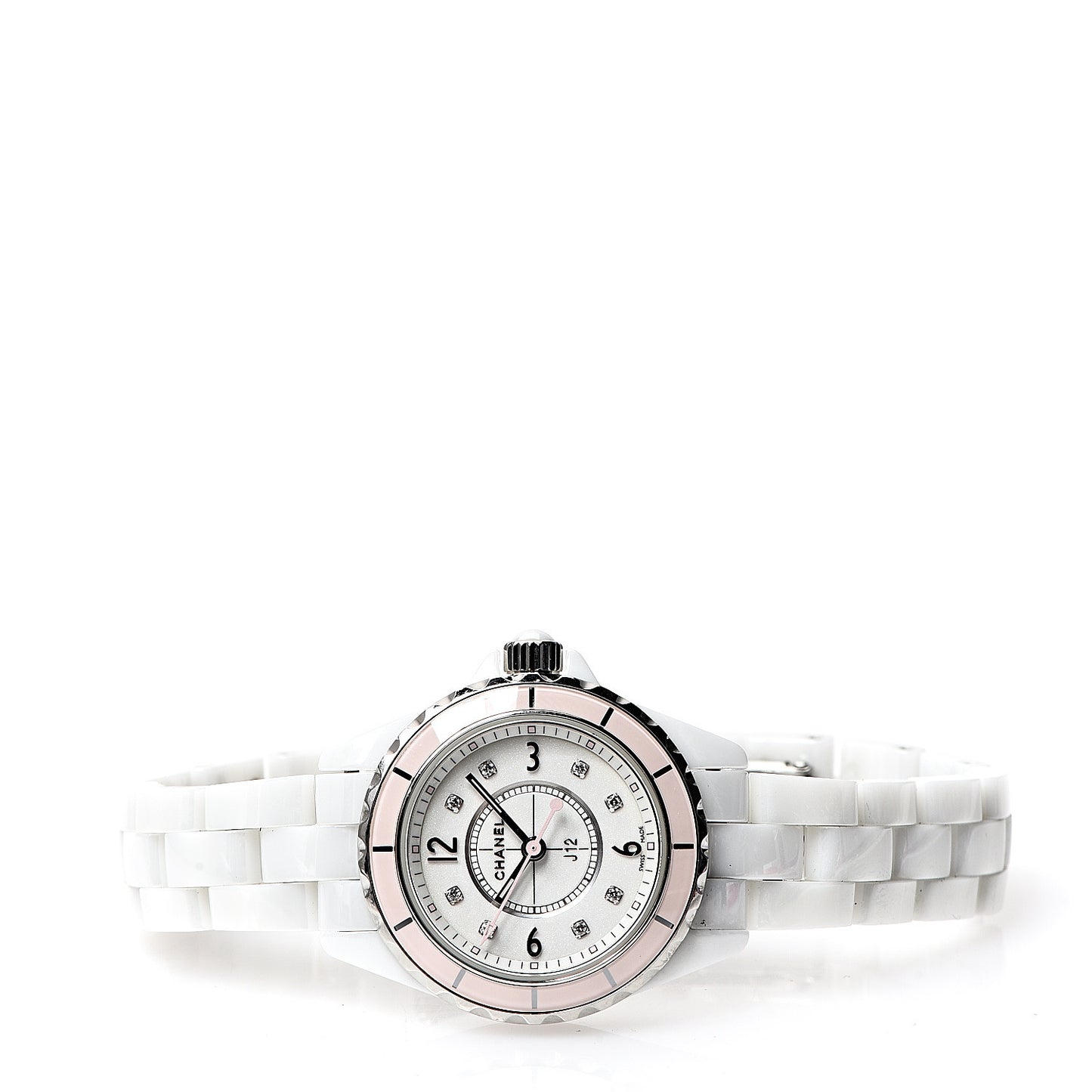 Stainless Steel Ceramic Diamond 29mm J12 Quartz Watch Pink
