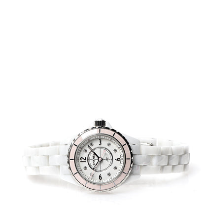 Chanel Stainless Steel Ceramic Diamond 29mm J12 Quartz Watch Pink 2 of 5