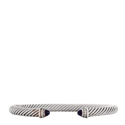 David Yurman Sterling Silver Amethyst Diamond 5mm Cable Classics Bracelet 1 of 4