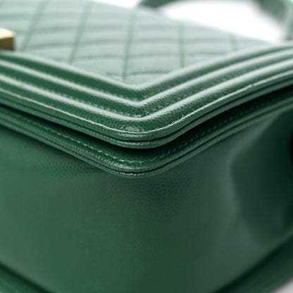 Chanel Caviar Quilted Medium Boy Flap Green 9 of 12