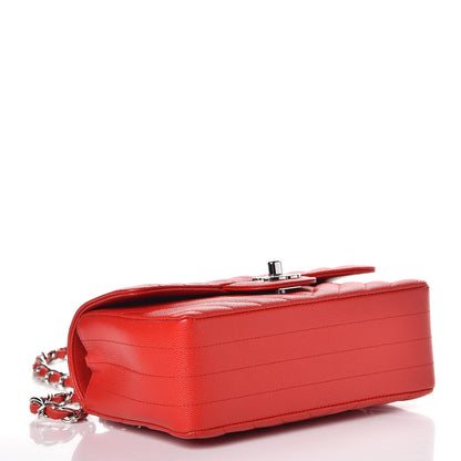 Chanel Caviar Chevron Quilted Mini Rectangular Flap Red 4 of 12