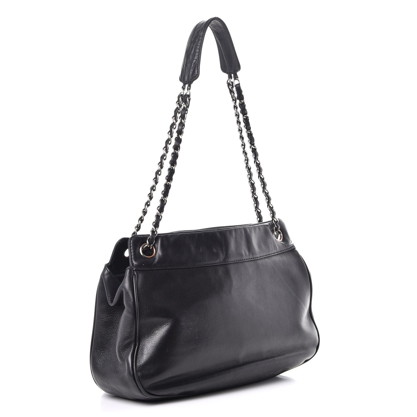 Lambskin Quilted Mademoiselle Shoulder Bag Black