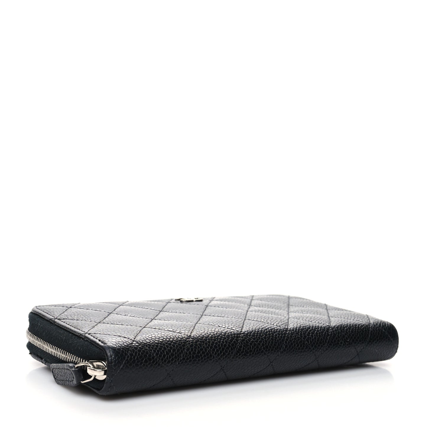 Caviar Quilted Large Gusset Zip Around Wallet Black